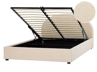 Ottoman Bed Boucle VAUCLUSE 160 x 200 cm (EU King Size) Beige