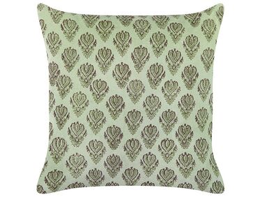 Coussin RUNGIA Velours 45 x 45 cm Vert Motif floral