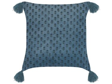 Coussin RIBES Velours 45 x 45 cm Bleu foncé Motif floral