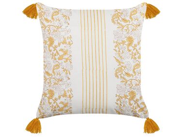 Coussin BILOBA Coton 45 x 45 cm Jaune Motif floral