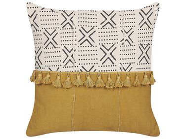 Coussin WOODI Coton 45 x 45 cm Jaune Motif géométrique