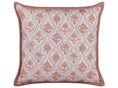 Throw Cushion PICEA Cotton 45 x 45 cm Red Floral Pattern