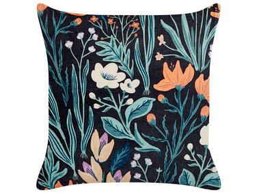 Coussin OSMUNDA Velours 45 x 45 cm Noir Motif floral