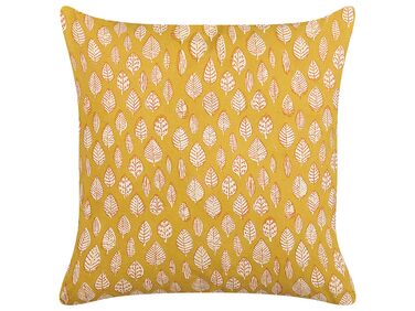 Coussin GINNALA Coton 45 x 45 cm Jaune Motif de plante