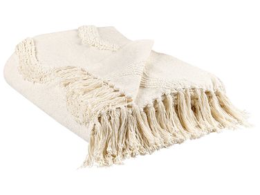 Plaid KHARI Katoen 125 x 150 cm Lichtbeige