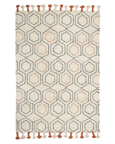 Rug HAJIPUR Beige 140 x 200 cm Cotton