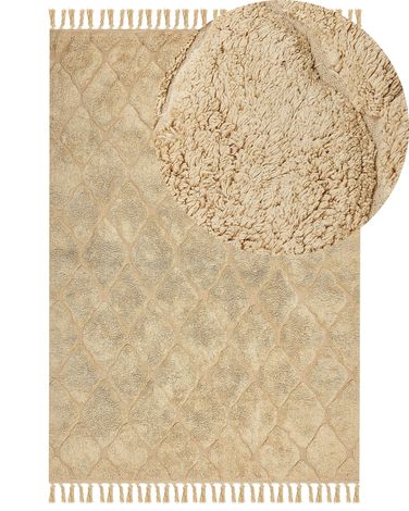 Rug SANLIURFA Sand Beige 160 x 230 cm Cotton