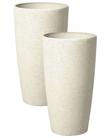 Set van 2 bloempotten ABDERA 31 cm Lichtbeige