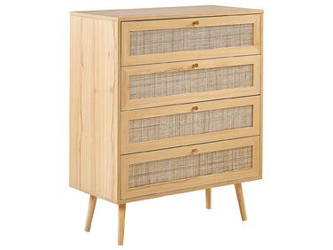Commode à 4 tiroirs PEROTE Rotin Marron clair
