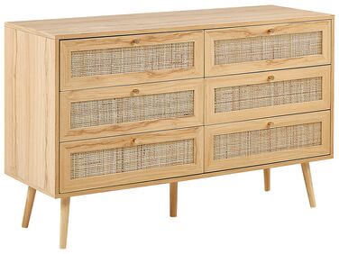 Commode à 6 tiroirs PEROTE Rotin Marron clair