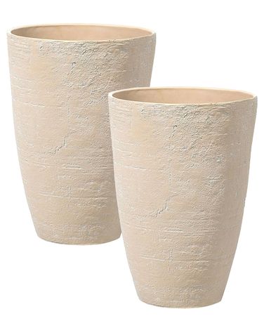 Set van 2 bloempotten CAMIA 43 cm Beige