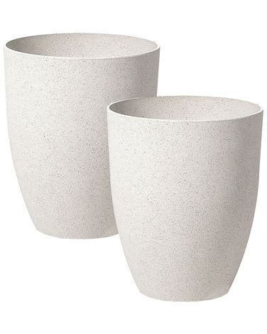 Set van 2 bloempotten CROTON 43 cm Gebroken wit