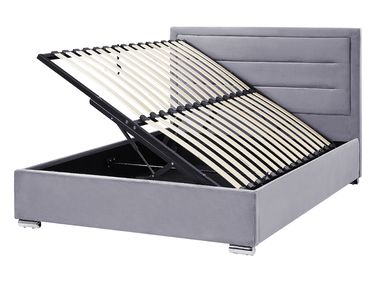 Bed met opbergruimte Fluweel ROUEN 140 x 200 cm Donkergrijs