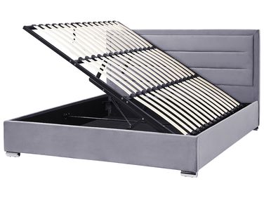 Bed met opbergruimte Fluweel ROUEN 180 x 200 cm Donkergrijs