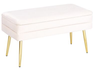Banc de rangement rembourré DURHAM Velours Blanc cassé