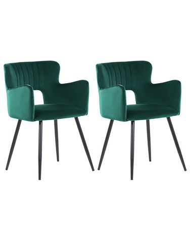 Set van 2 eetkamerstoelen SANILAC Fluweel Smaragdgroen