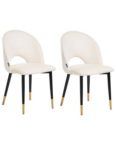 Set van 2 eetkamerstoelen MAGALIA Fluweel Lichtbeige