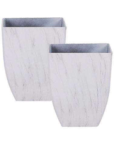 Set van 2 bloempotten MIRO 35 cm Wit marmer
