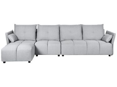 Canapé d'angle 4 places TOMRA Tissu Gris clair Côté droit