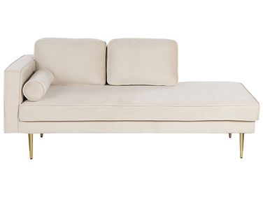 Linkszijdige chaise longue MIRAMAS Fluweel Beige