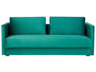 Canapé-lit 3 places EKSJO Velours Vert émeraude avec rangement