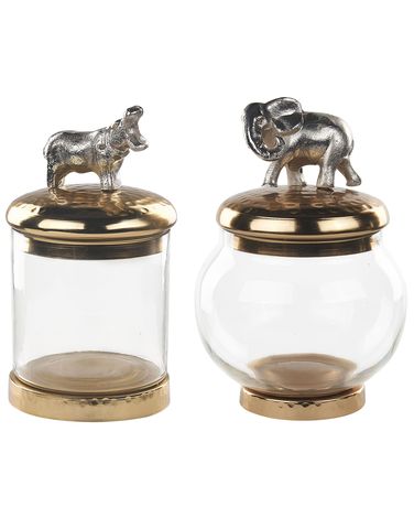 Set van 2 sieradendoosjes LAKI Glas Goud