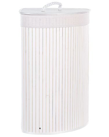 Laundry Basket MATARA Bamboo White 57 L