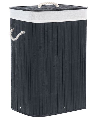 Laundry Basket KOMARI Bamboo Black 72 L