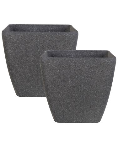 Set van 2 bloempotten ZELI 49 cm Donkergrijs