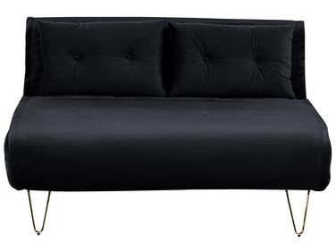 Sofa Bed 2 Seater VESTFOLD Velvet Black
