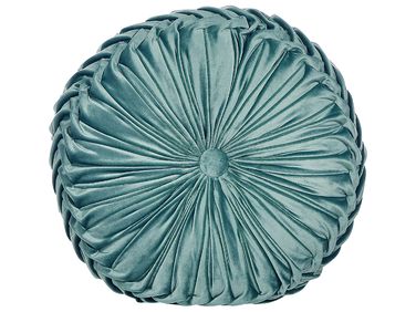 Coussin UDALA Velours 40 x 40 cm Bleu paon Unicolore