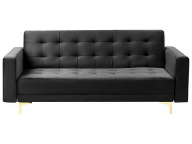 Sofa Bed 3 Seater ABERDEEN Velvet Black