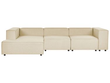 Canapé d'angle modulable 3 places APRICA Lin synthétique Beige Côté droit