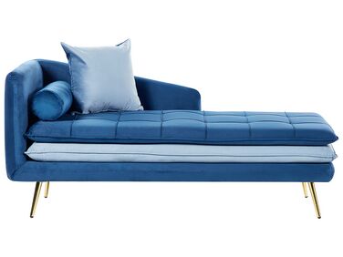Chaise longue côté gauche GONESSE Velours Bleu