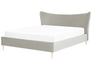 Bed Fluweel CHALEIX 180 x 200 cm Lichtgrijs