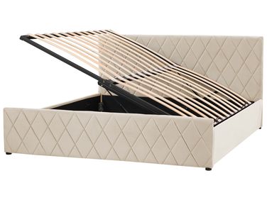 Bed met opbergruimte Fluweel ROCHEFORT 180 x 200 cm Beige