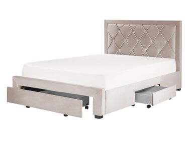 Bed met opbergladen Fluweel LIEVIN 140 x 200 cm Beige