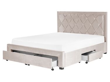 Bed met opbergladen Fluweel LIEVIN 160 x 200 cm Beige