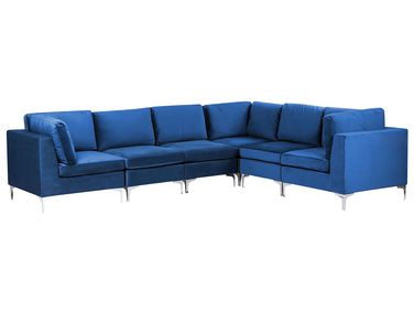 Canapé d'angle modulable 6 places EVJA Velours Bleu marine Côté gauche
