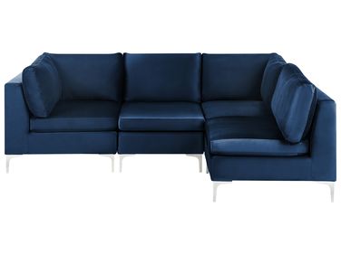 Canapé d'angle modulable 4 places EVJA Velours Bleu marine Côté gauche