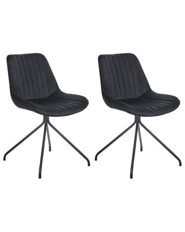 Set van 2 eetkamerstoelen NAVASOTA Fluweel Zwart