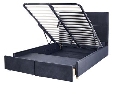 Bed met opbergruimte Fluweel VERNOYES 140 x 200 cm Zwart