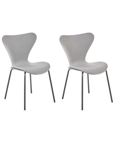 Set van 2 eetkamerstoelen BOONVILLE Fluweel Lichtgrijs
