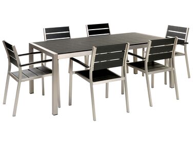 Garden Dining Set 6 Seater VERNIO Black/ Silver