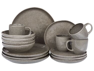Set de 16 couverts de table COSTMARY Grès Gris