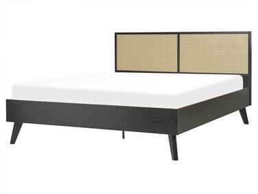 Bed Rotan MONPAZIER 160 x 200 cm Zwart