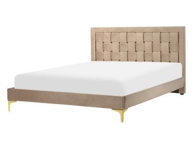 Bed Fluweel LIMOUX 140 x 200 cm Taupe