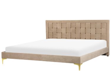 Bed Fluweel LIMOUX 180 x 200 cm Taupe