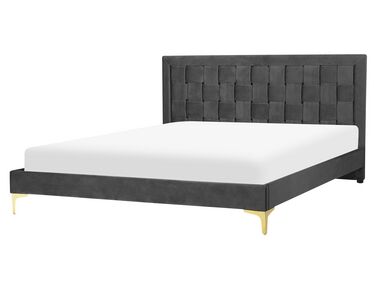 Bed Fluweel LIMOUX 160 x 200 cm Zwart