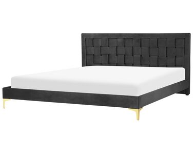 Bed Fluweel LIMOUX 180 x 200 cm Zwart